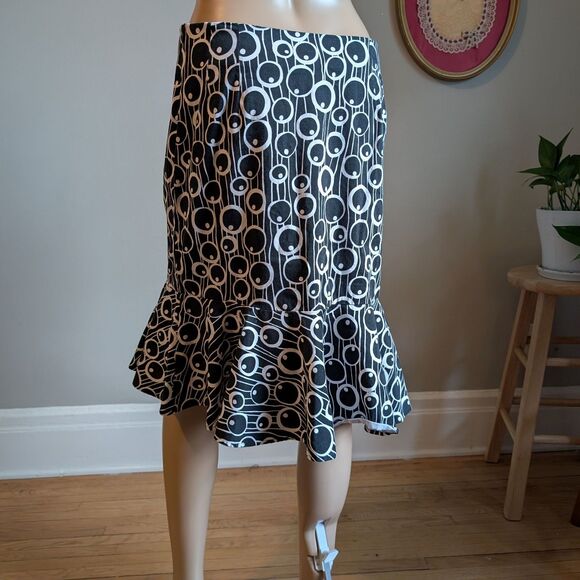 Vintage Y2K Sara Jane Graphic Print Mini Skirt Polka Dot Eyeball Surreal Size 6 - Picture 4 of 11